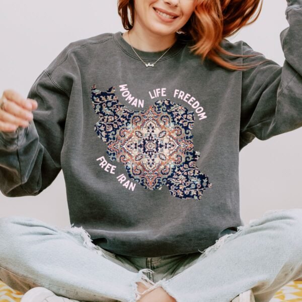 Woman Life Freedom | Persian Rug Red Chic Unisex Sweatshirt - Image 4