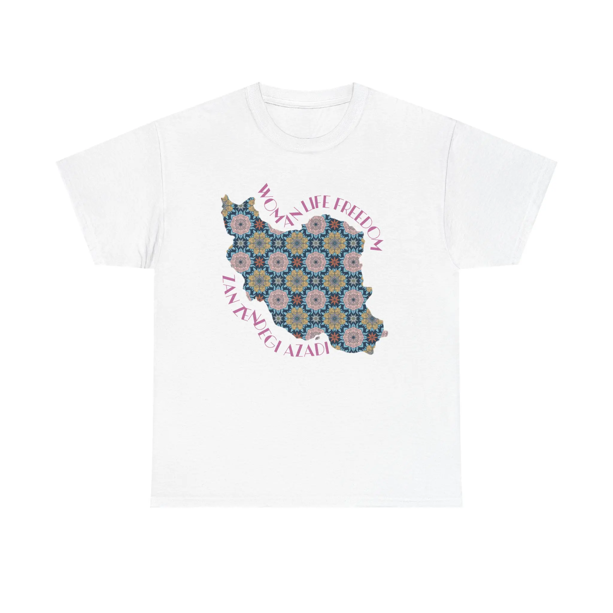 Woman Life Freedom Protest | Flowers Pink Unisex Shirt - Image 2