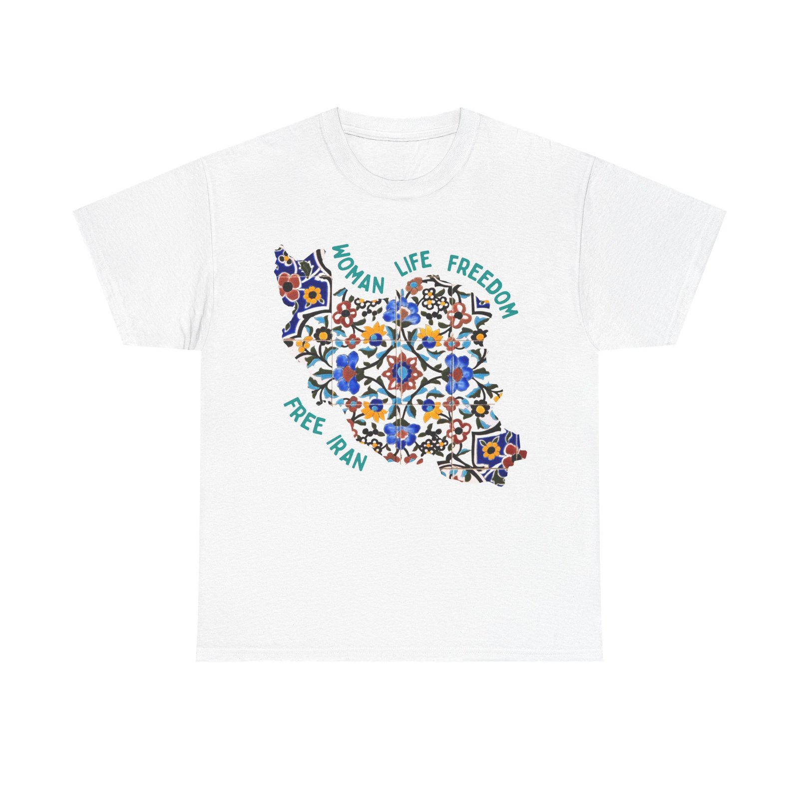 Woman Life Freedom | Persian Tiles Green Unisex Shirt - Image 2