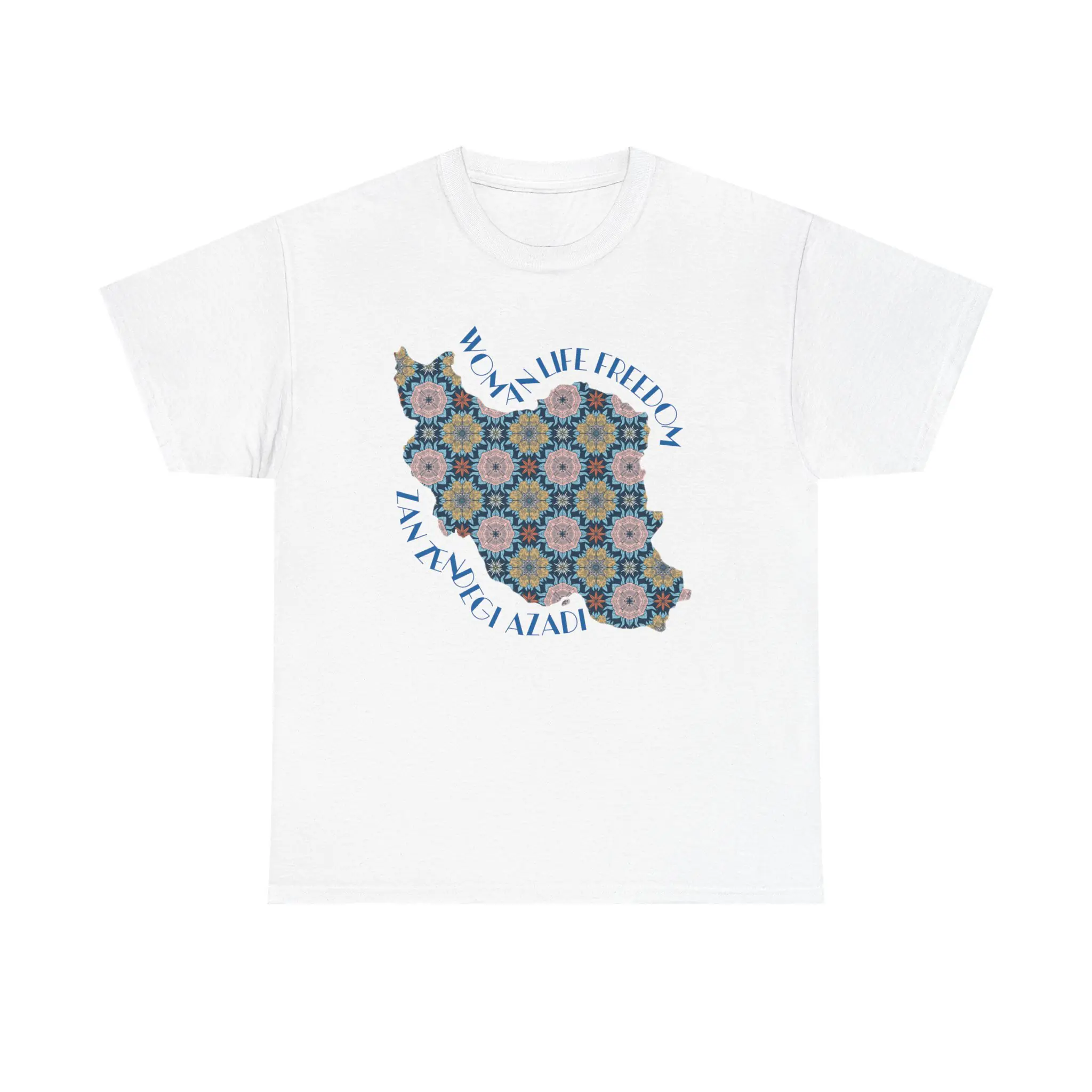 Woman Life Freedom Protest | Flowers Blue Unisex Shirt - Image 2