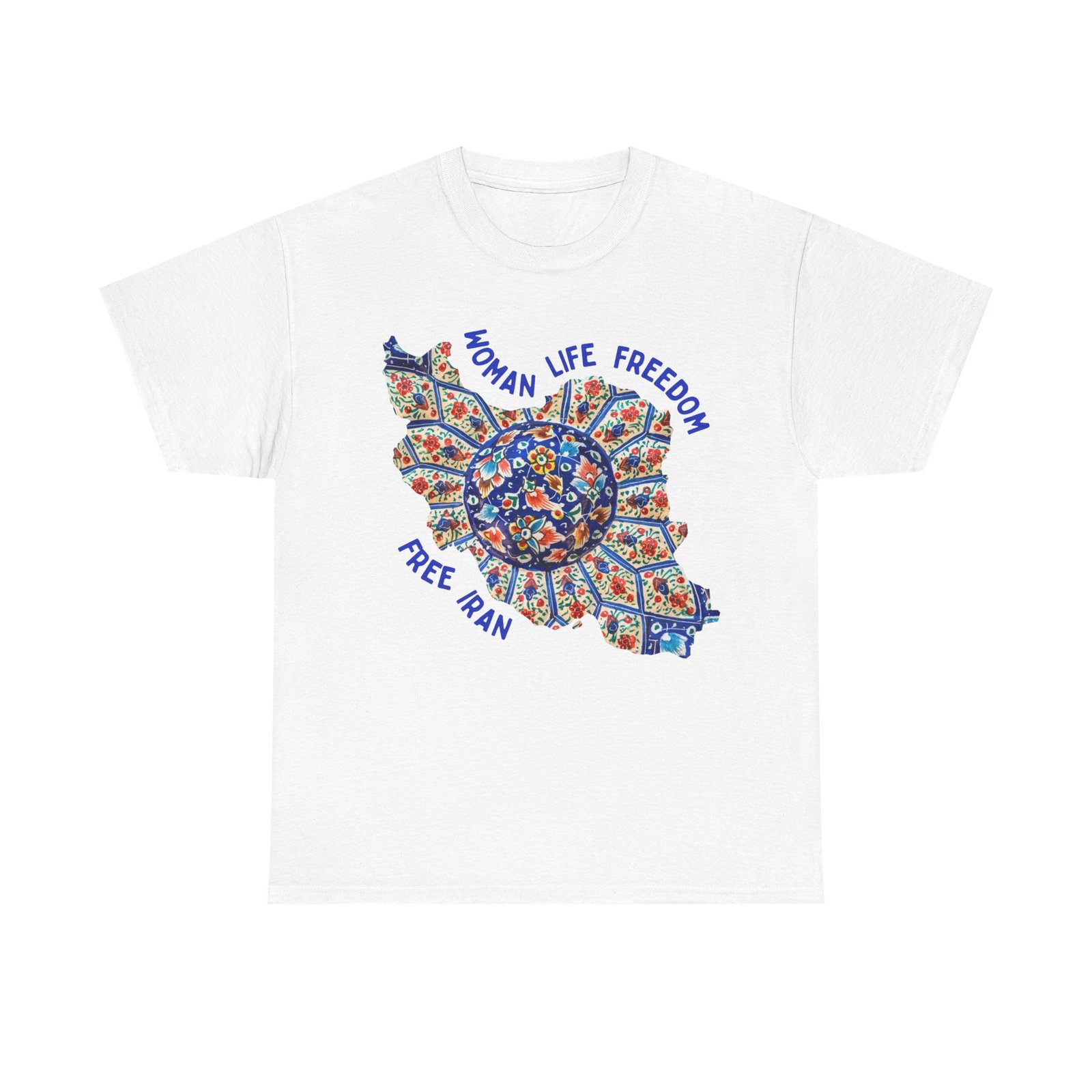 Woman Life Freedom | Persian Art Blue Unisex Shirt - Image 2