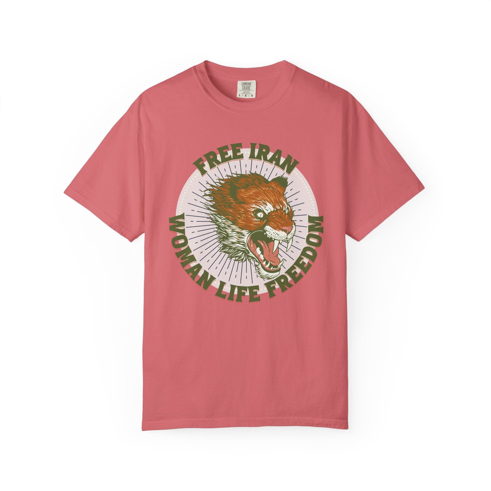Free Iran Protest | Angry Lion Green Retro Unisex Shirt - Image 10