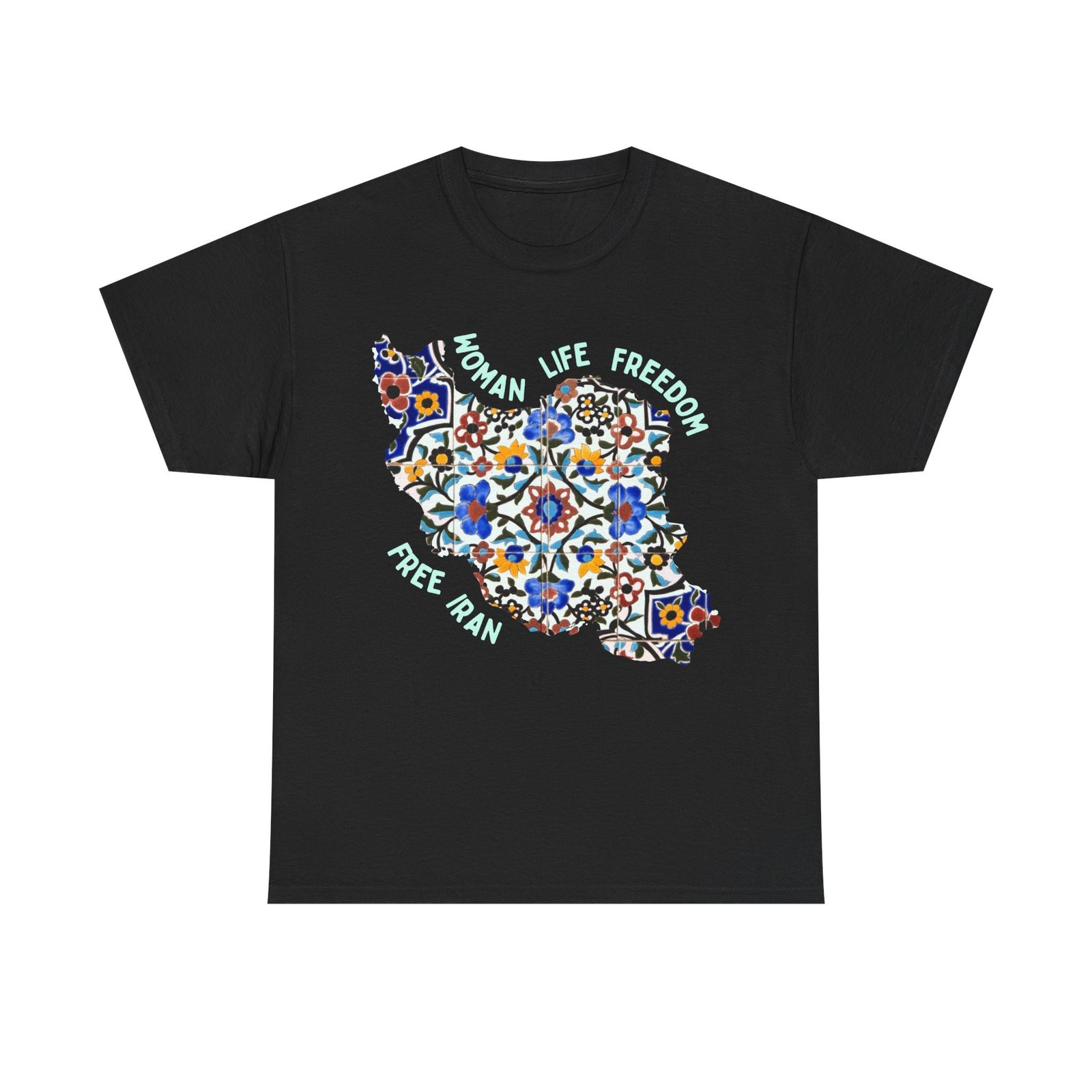 Woman Life Freedom | Persian Tiles Green Unisex Shirt - Image 4