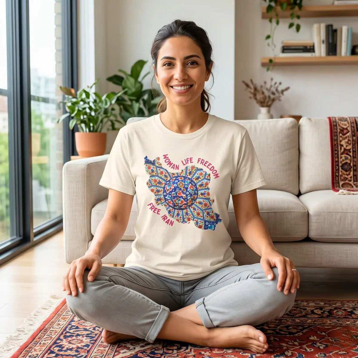 Woman Life Freedom | Persian Art Red Unisex Shirt - Image 5
