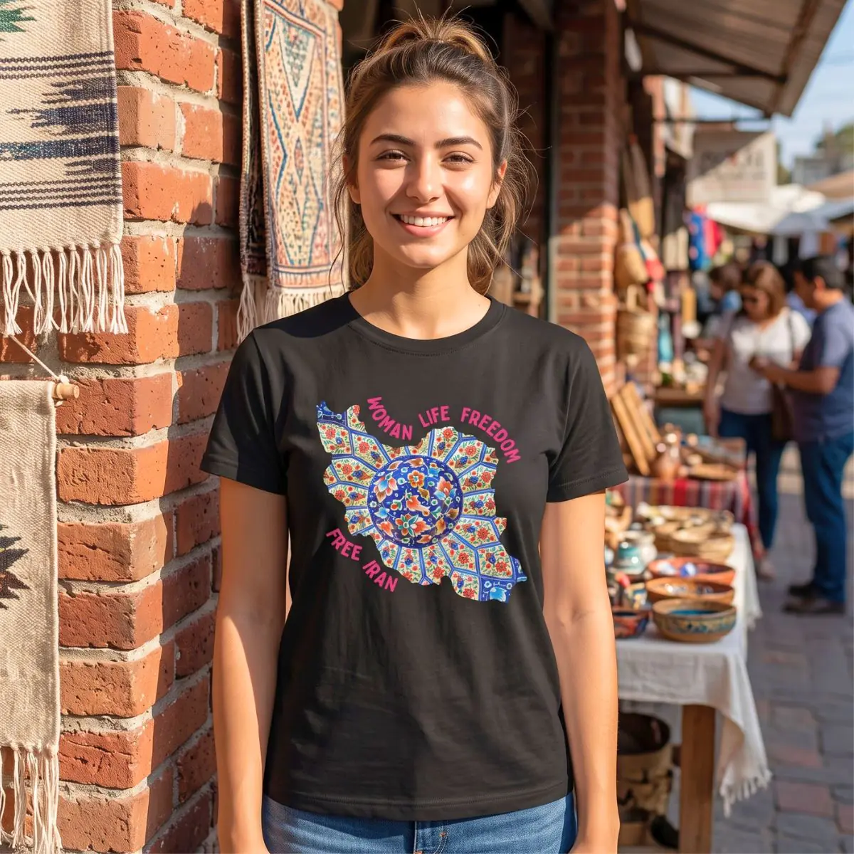Woman Life Freedom | Persian Art Red Unisex Shirt - Image 7