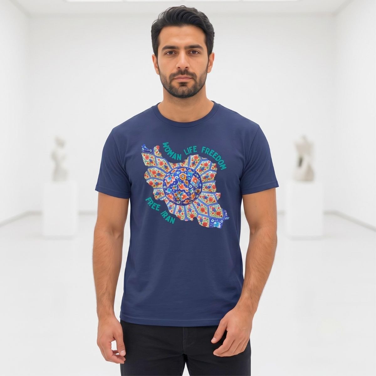 Woman Life Freedom | Persian Art Green Unisex Shirt - Image 5