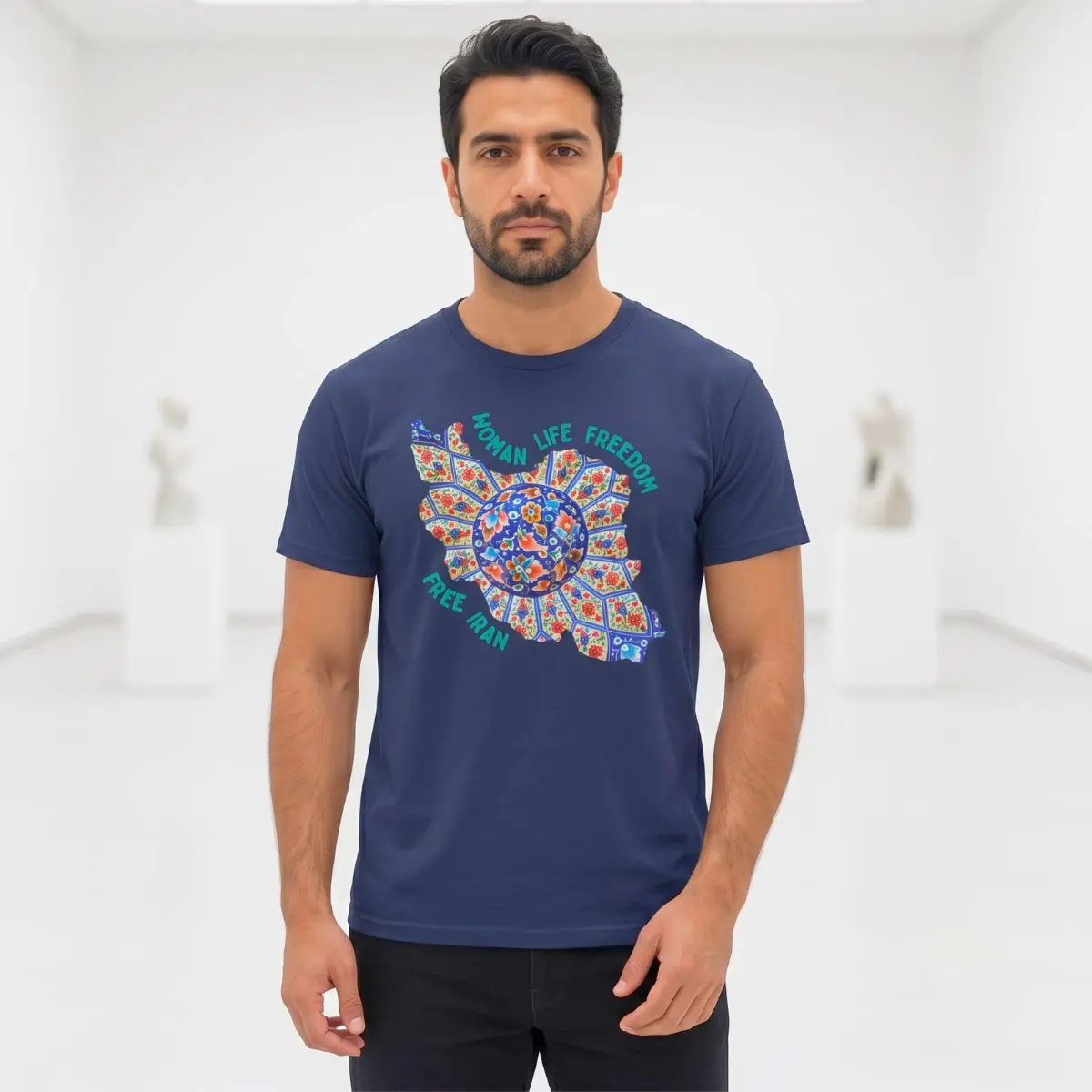 Woman Life Freedom | Persian Art Green Unisex Shirt - Image 5