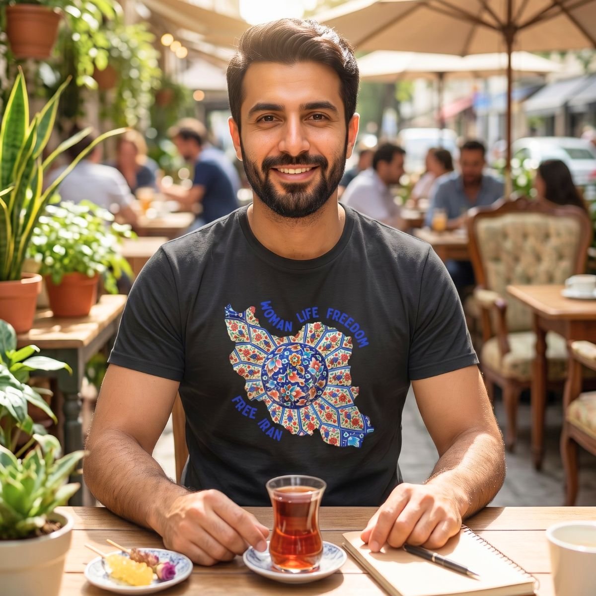 Woman Life Freedom | Persian Art Blue Unisex Shirt - Image 7
