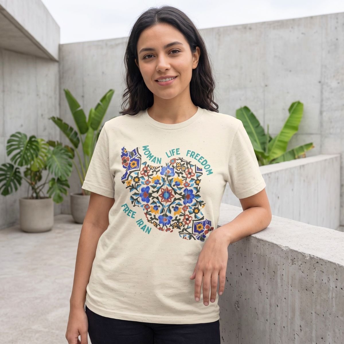 Woman Life Freedom | Persian Tiles Green Unisex Shirt - Image 7