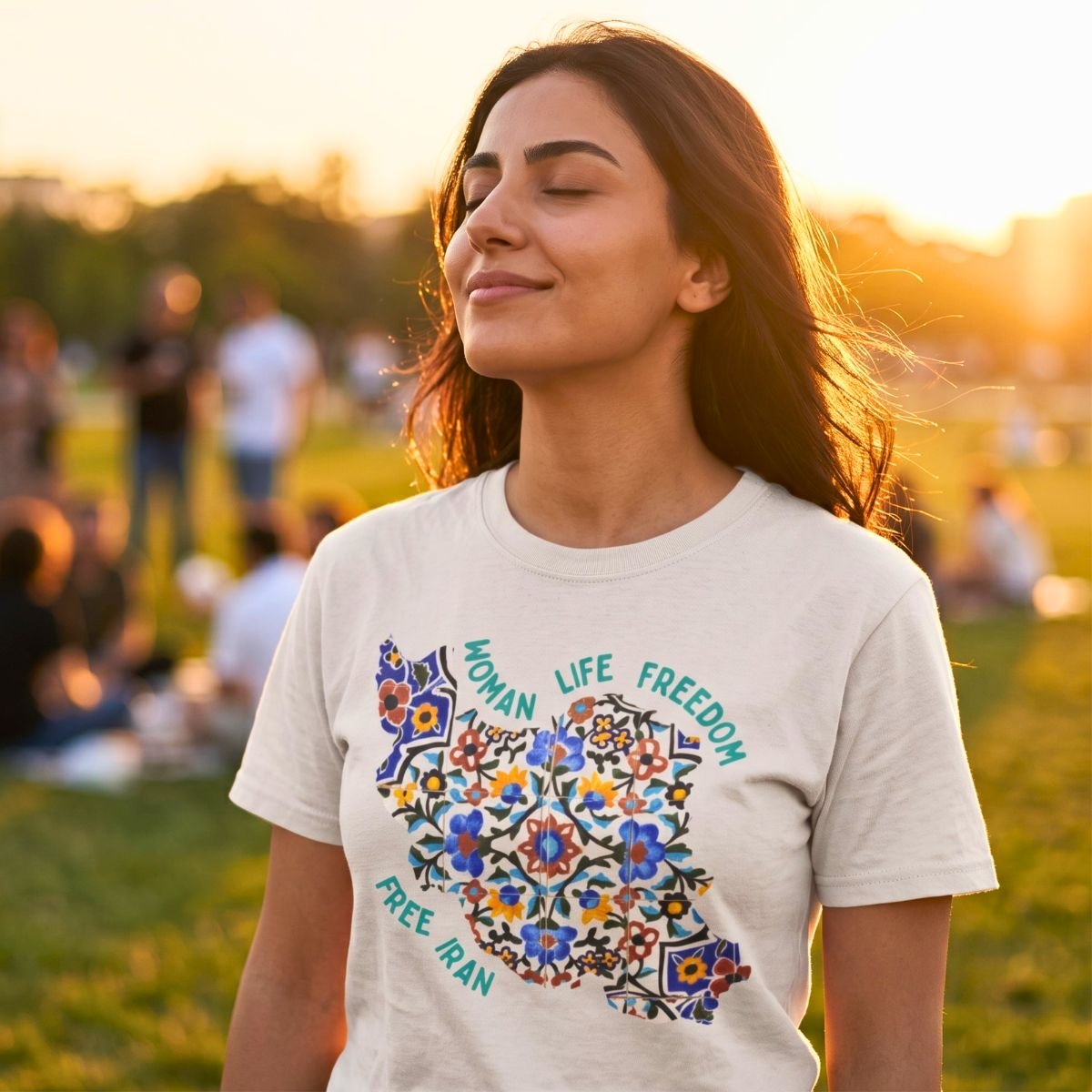 Woman Life Freedom | Persian Tiles Green Unisex Shirt - Image 5