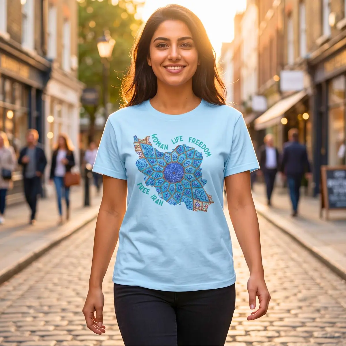 Woman Life Freedom | Persian Minakari Green Unisex Shirt - Image 5