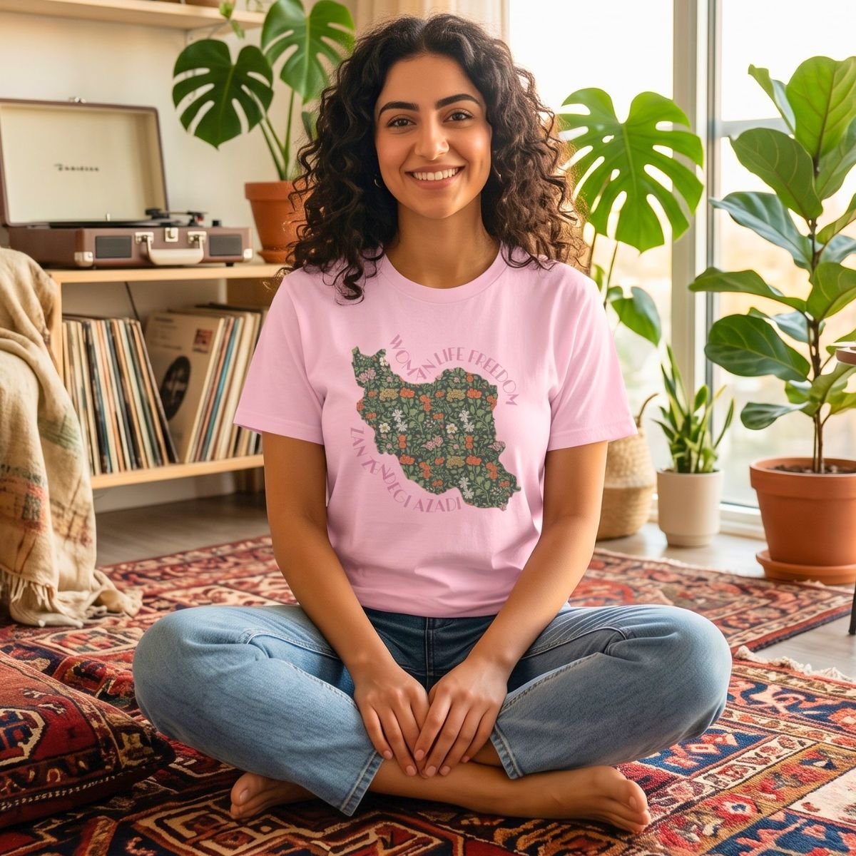 Zan Zendegi Azadi | Persian Gift Pink Unisex Shirt - Image 7