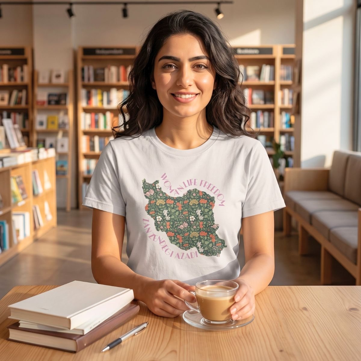 Zan Zendegi Azadi | Persian Gift Pink Unisex Shirt - Image 3