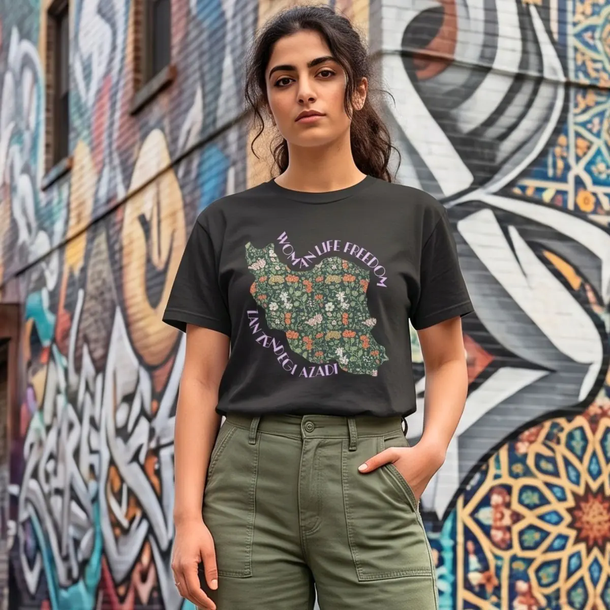 Zan Zendegi Azadi | Persian Gift Violet Unisex Shirt - Image 3