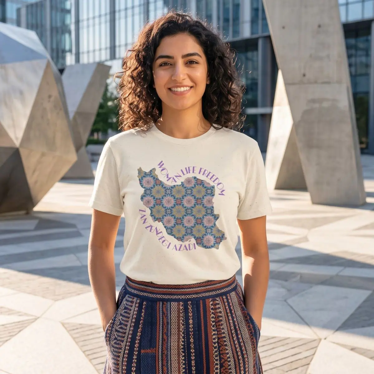 Woman Life Freedom Protest | Flowers Violet Unisex Shirt - Image 5