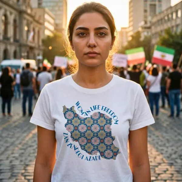 Woman Life Freedom Protest | Flowers Blue Unisex Shirt