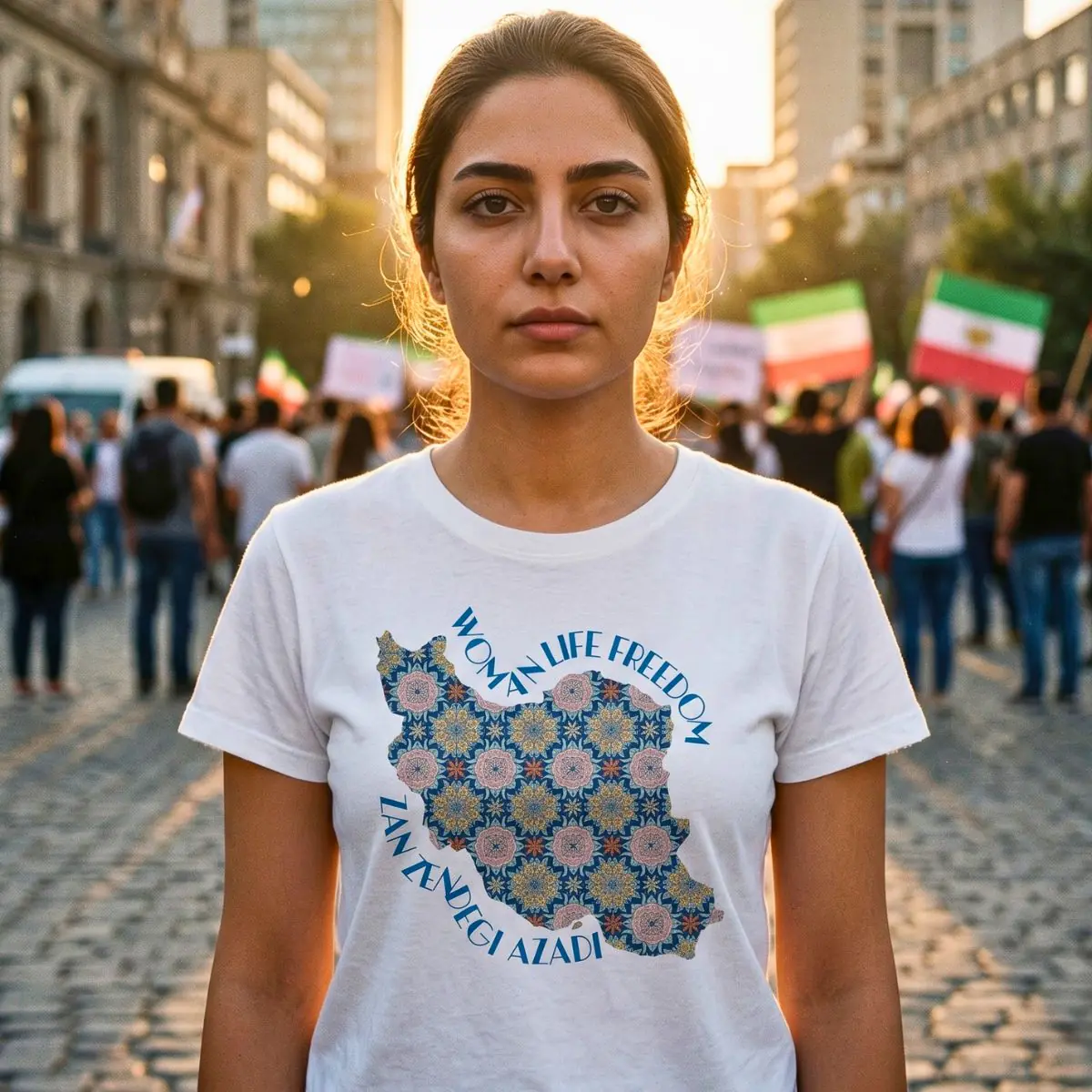 Woman Life Freedom Protest | Flowers Blue Unisex Shirt