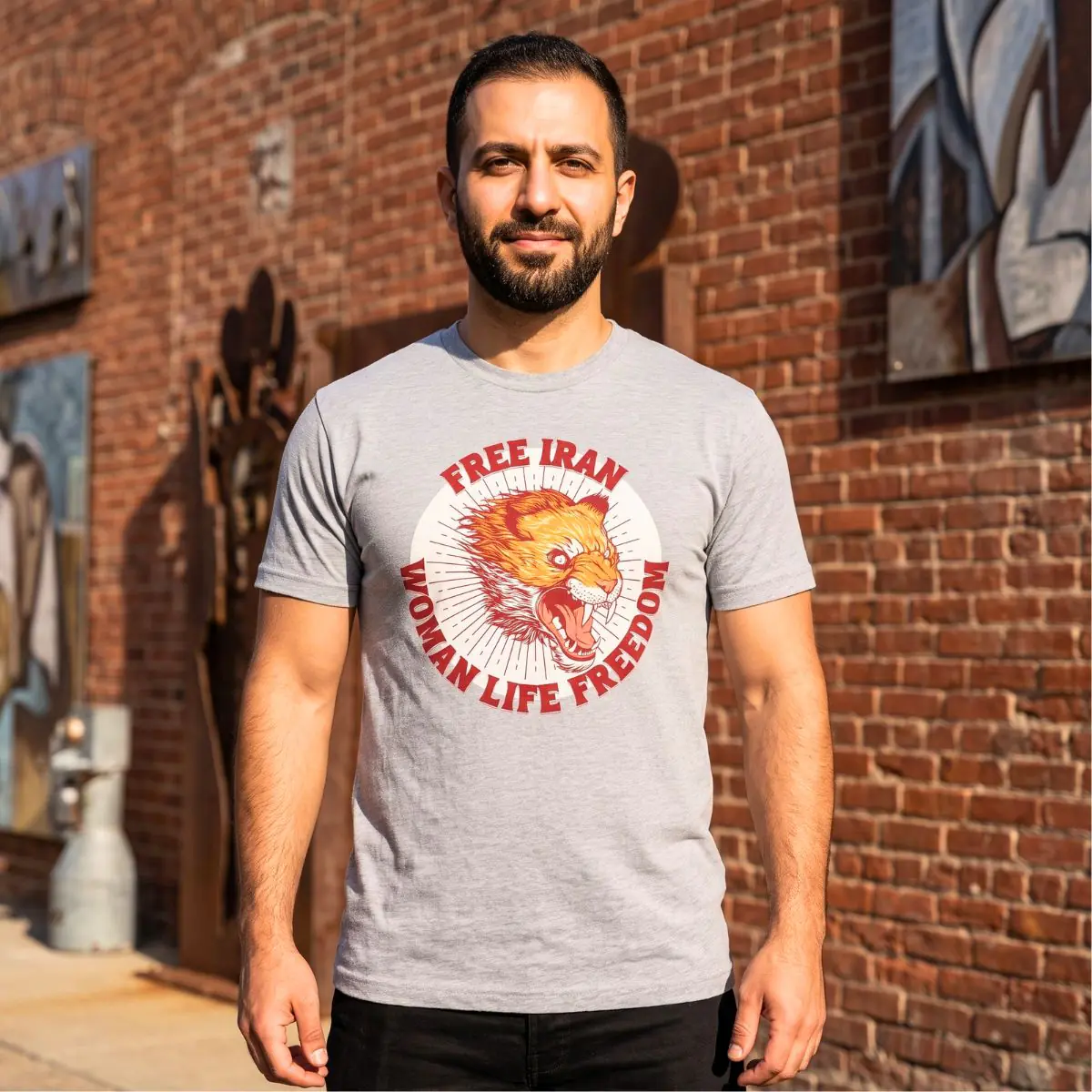 Free Iran Protest | Angry Lion Red Unisex Shirt - Image 3