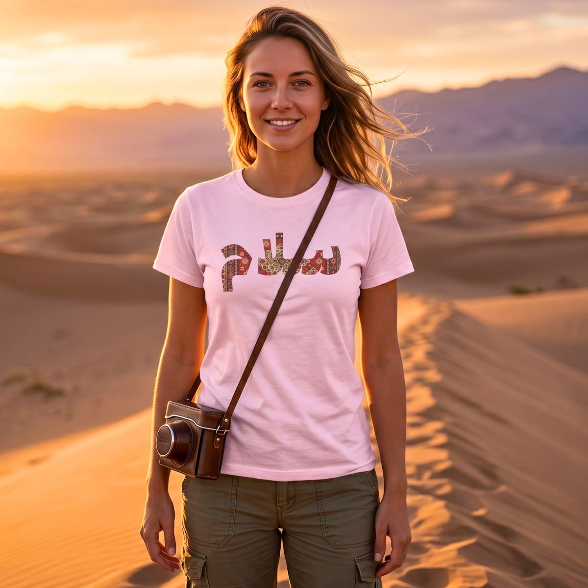 Salam Persian Greetings | Iranian Rug Red Travel Unisex Shirt - Image 7