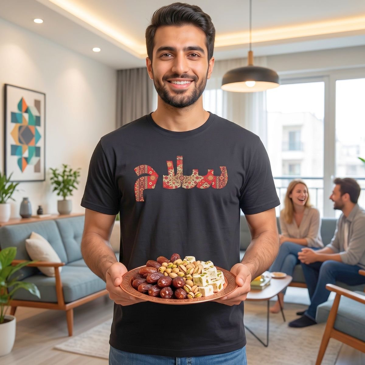 Salam Persian Greetings | Iranian Rug Red Travel Unisex Shirt - Image 3