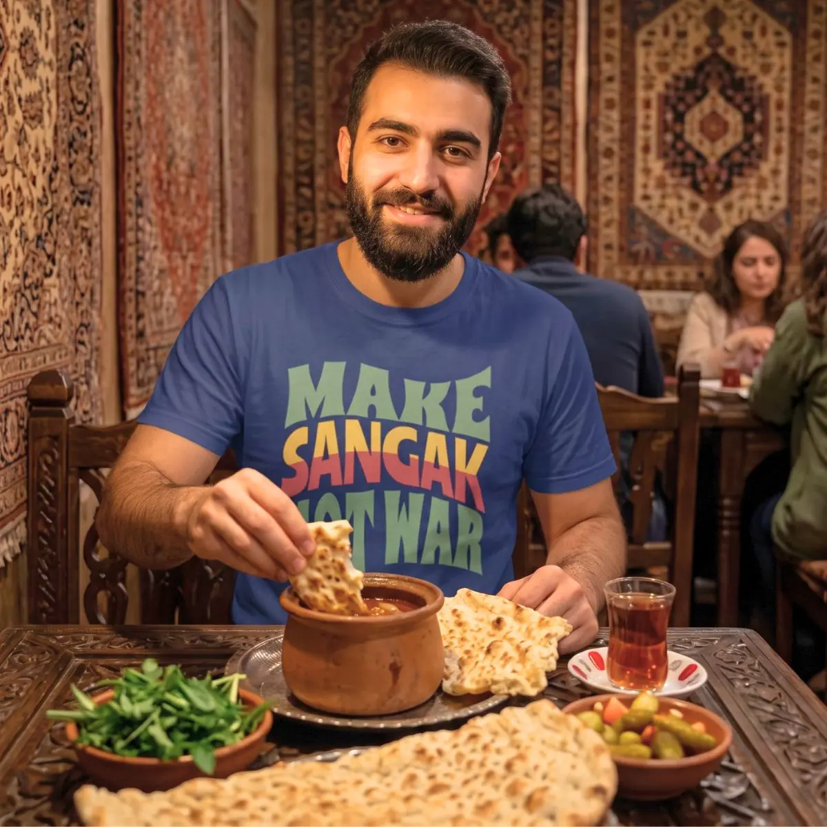 Make Sangak Not War | Persian Pebble Bread Unisex Shirt - Image 5