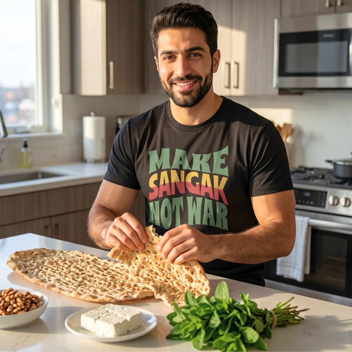 Make Sangak Not War | Persian Pebble Bread Unisex Shirt
