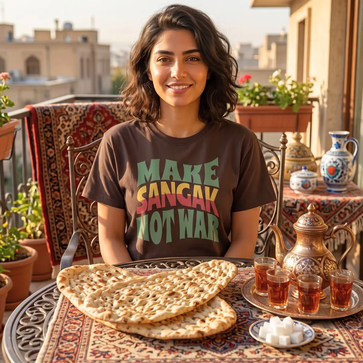 Make Sangak Not War | Persian Pebble Bread Unisex Shirt - Image 7