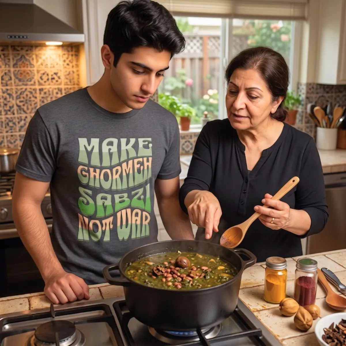 Make Ghormeh Sabzi Not War | Persian Herb Stew Unisex Shirt - Image 3