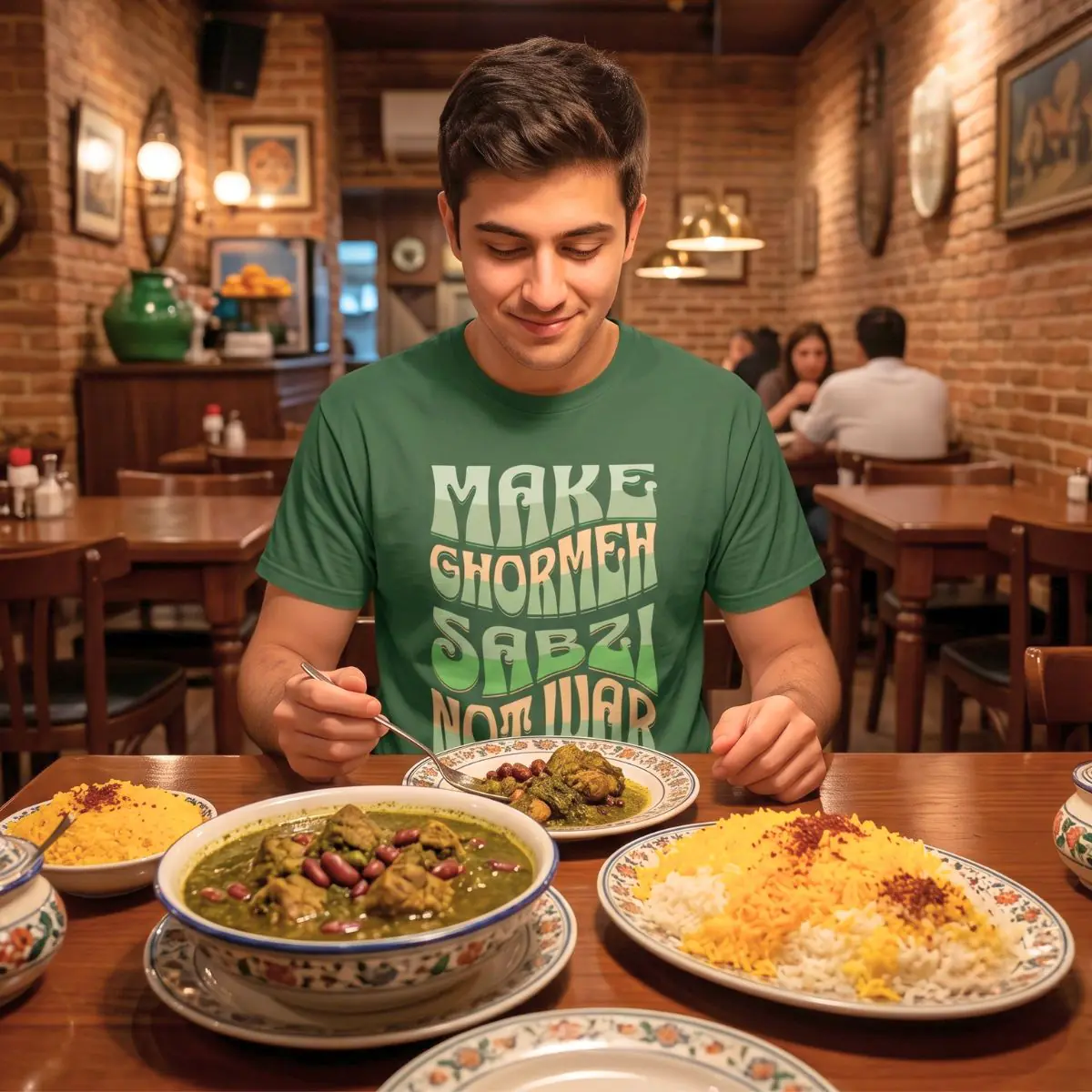 Make Ghormeh Sabzi Not War | Persian Herb Stew Unisex Shirt - Image 7