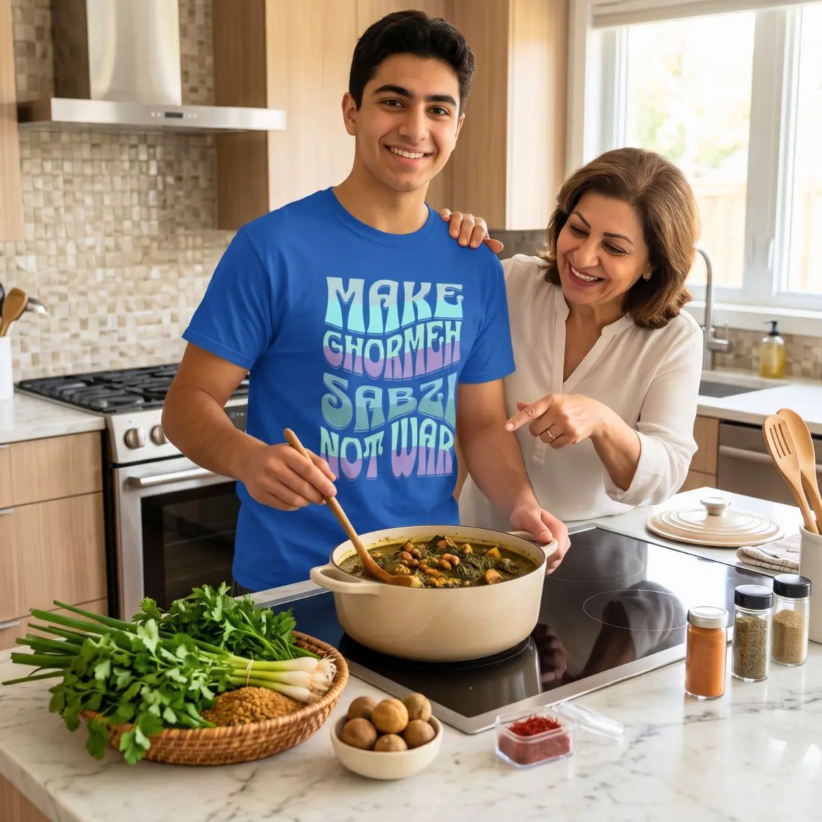 Make Ghormeh Sabzi Not War | Persian Stew Unisex Shirt - Image 5