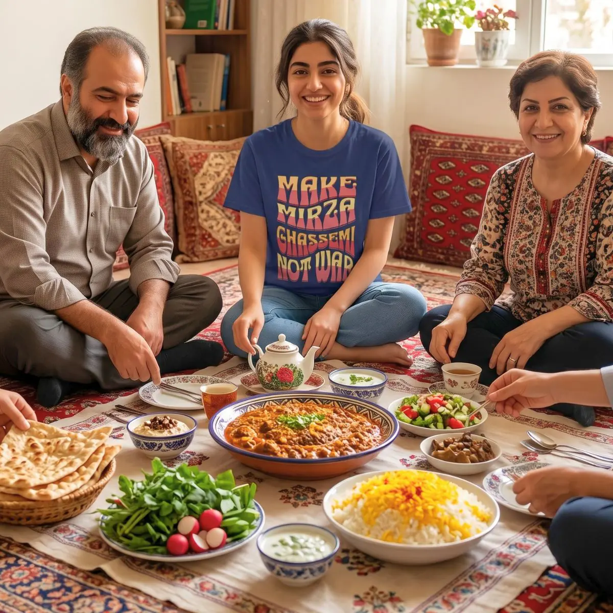 Make Mirza Ghassemi Not War | Persian Tomato Unisex Shirt - Image 5