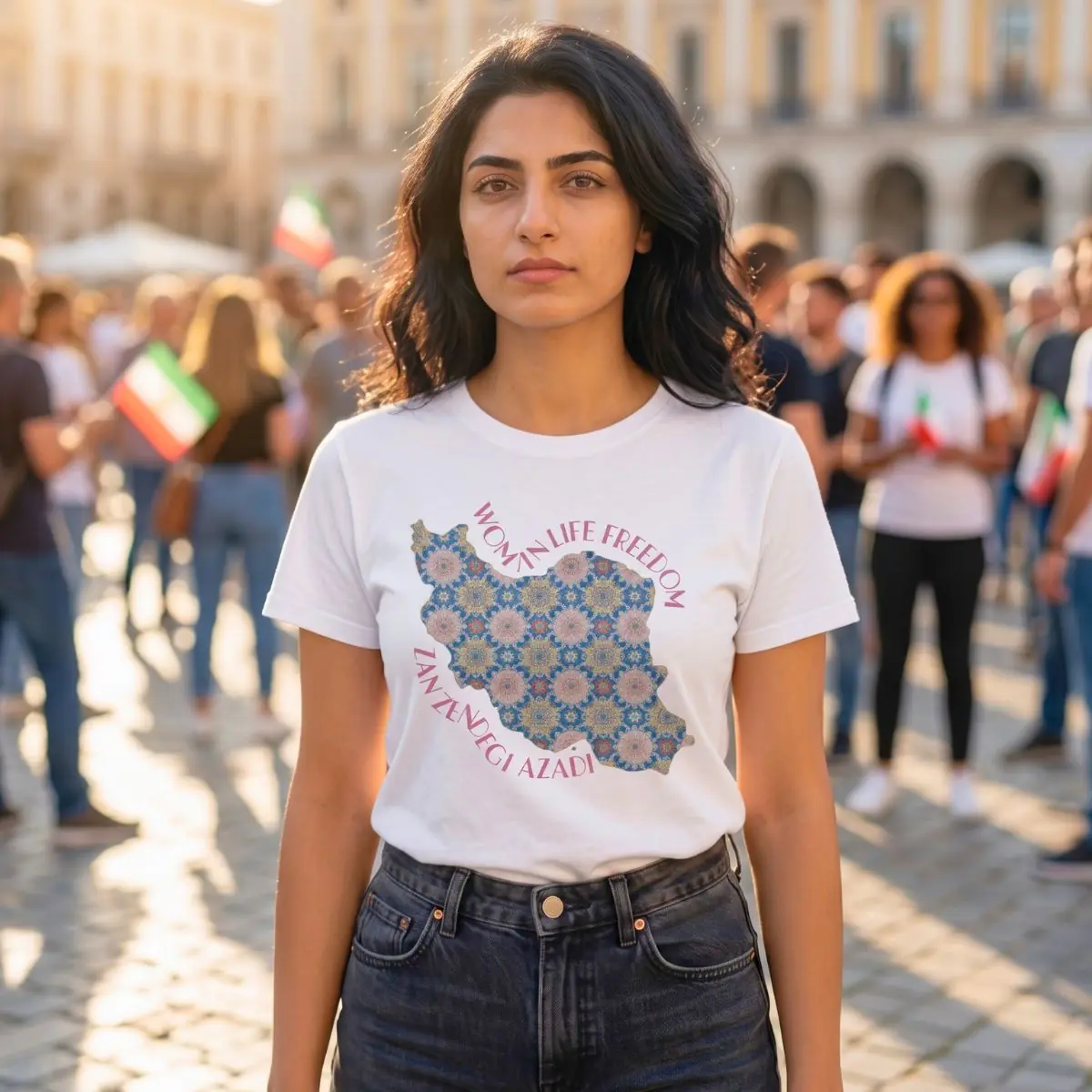 Woman Life Freedom Protest | Flowers Pink Unisex Shirt