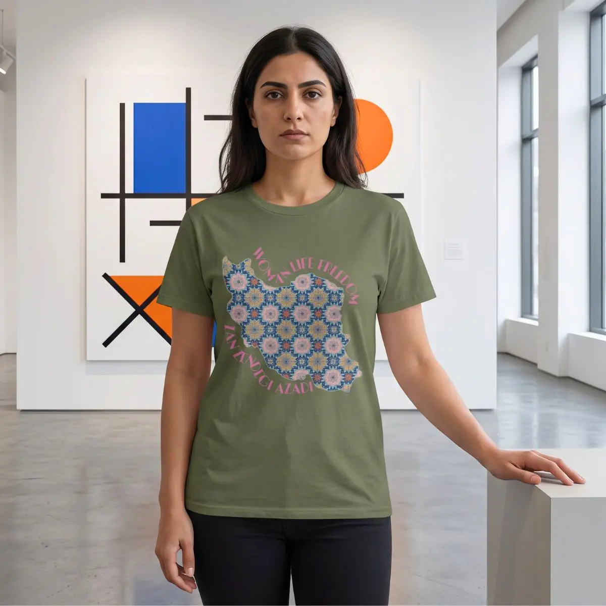 Woman Life Freedom Protest | Flowers Pink Unisex Shirt - Image 9