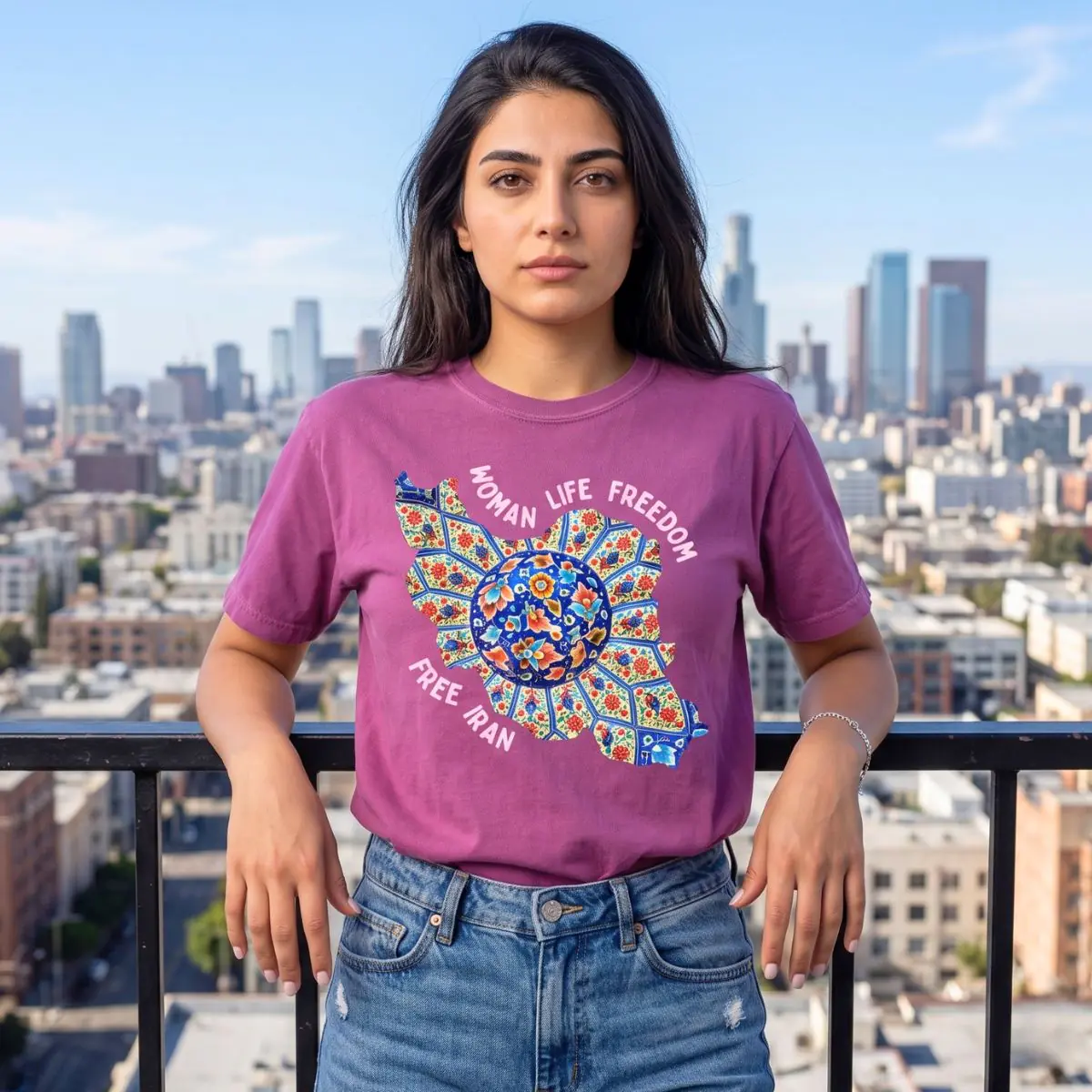 Woman Life Freedom | Persian Art Red Retro T-Shirt - Image 9