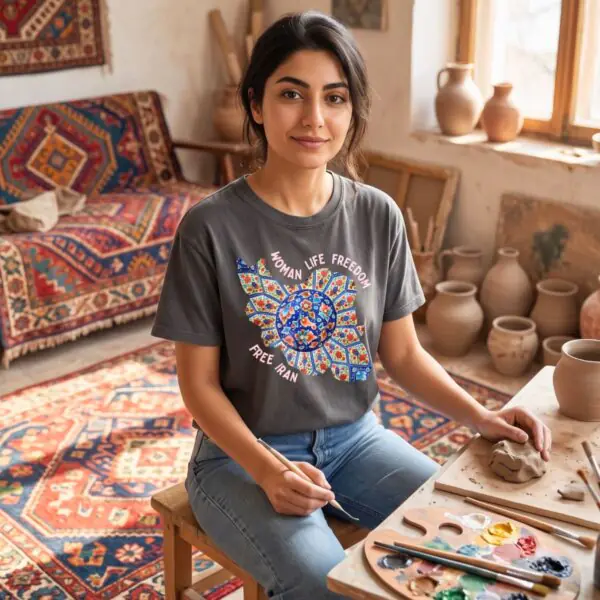 Woman Life Freedom | Persian Art Red Retro T-Shirt