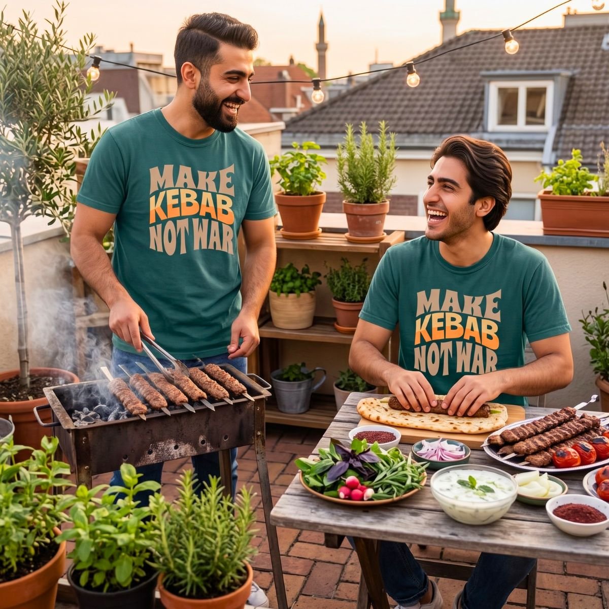 Make Kebab Not War | Kabab Koobideh Cozy Unisex T-Shirt - Image 3