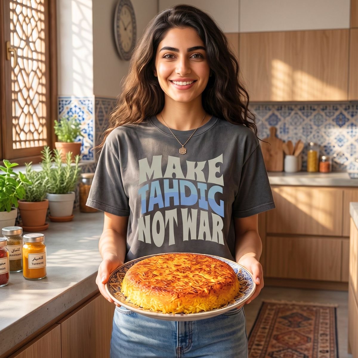 Make Tahdig Not War | Persian Crunchy Rice Cozy Unisex T-Shirt
