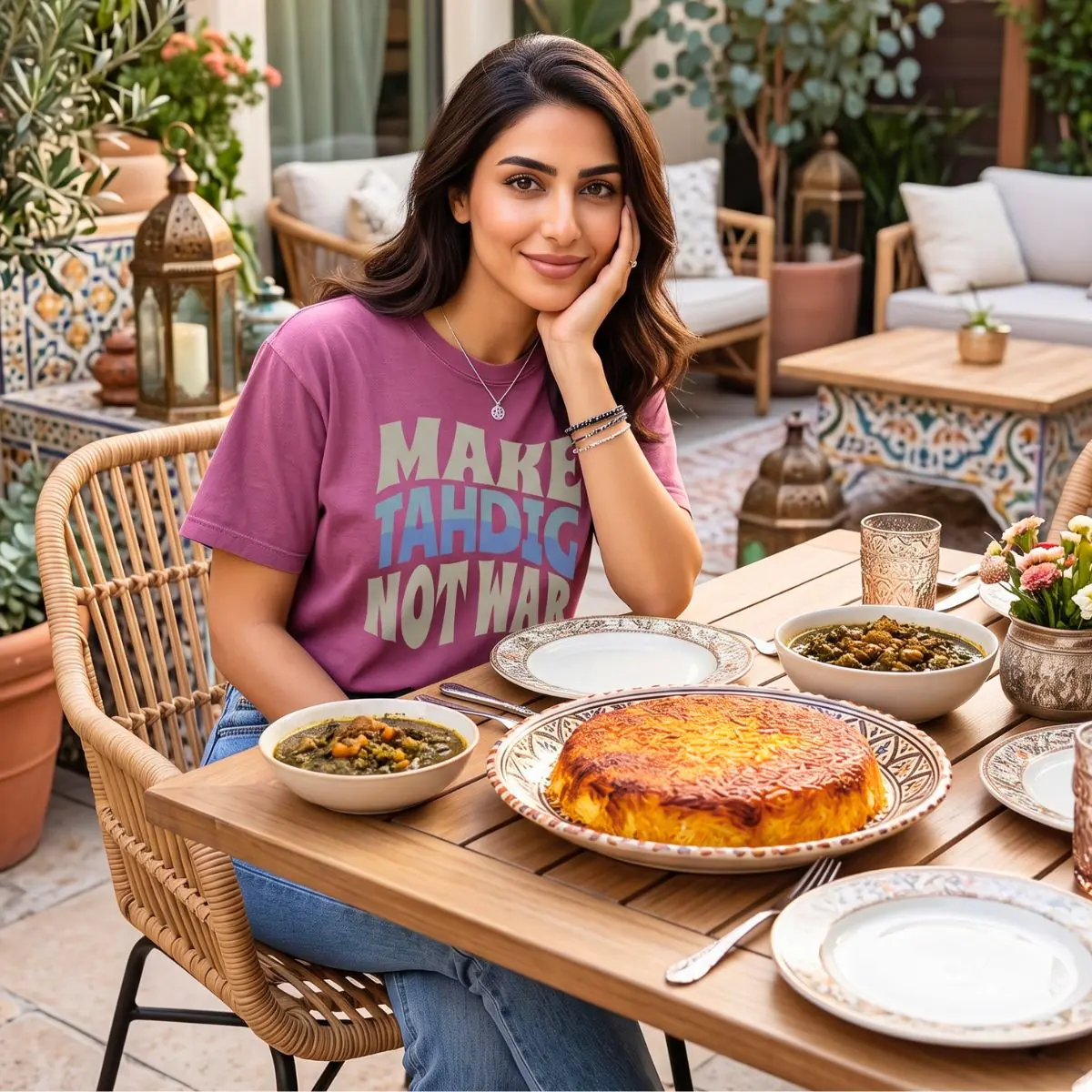 Make Tahdig Not War | Persian Crunchy Rice Cozy Unisex T-Shirt - Image 7