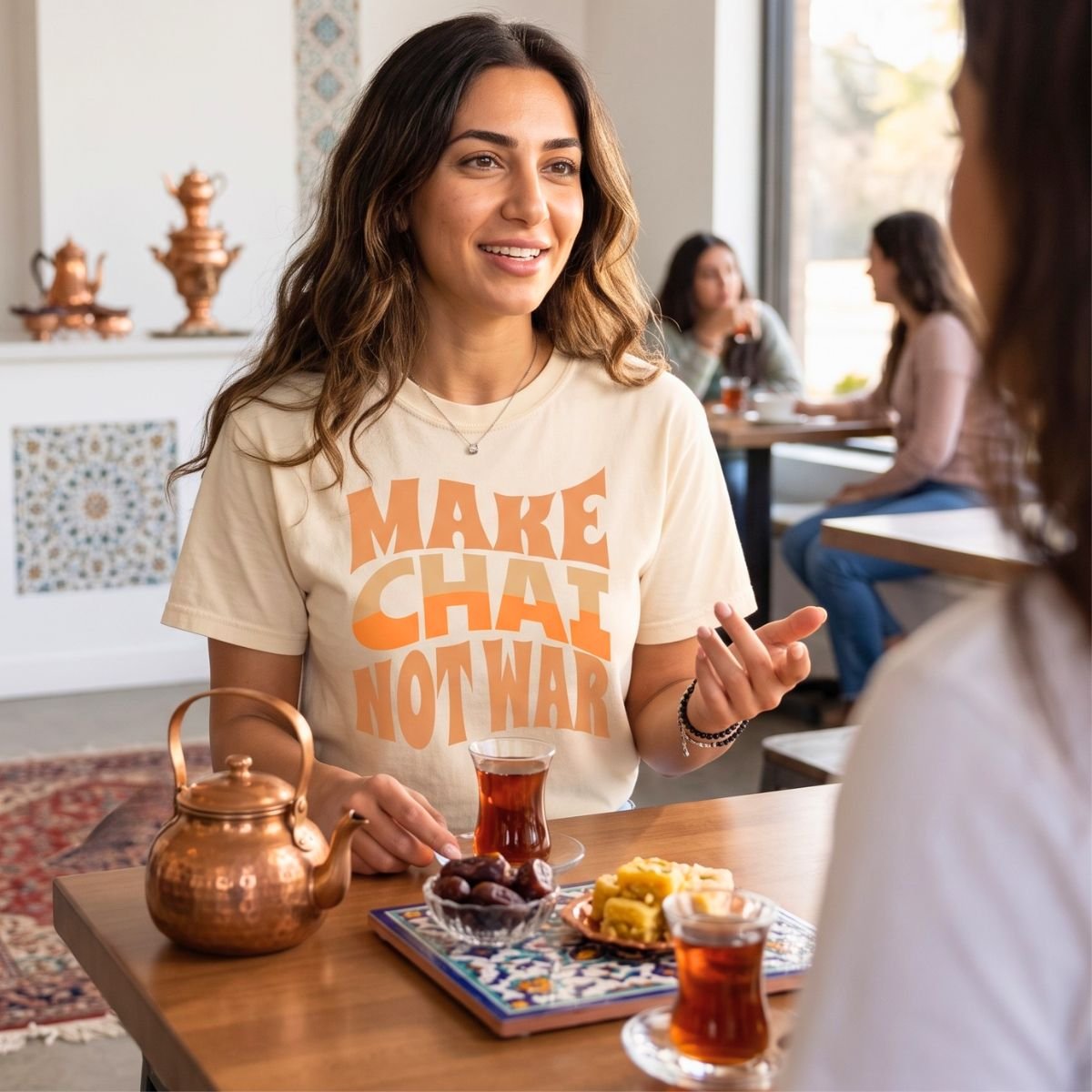 Make Chai Not War | Funny Persian Gift Cozy Unisex T-Shirt - Image 9