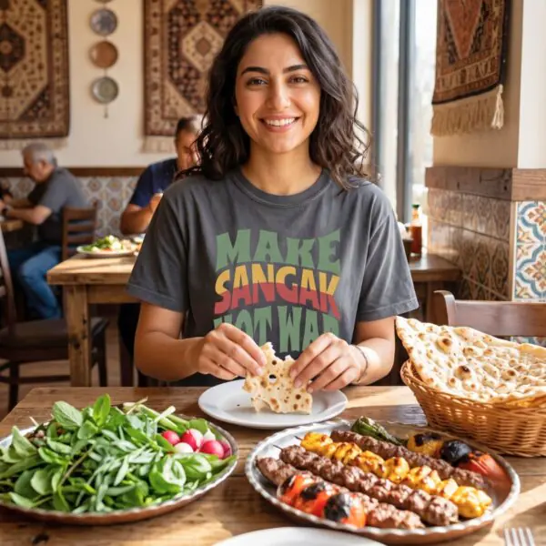 Make Sangak Not War | Persian Pebble Bread Cozy Unisex T-Shirt
