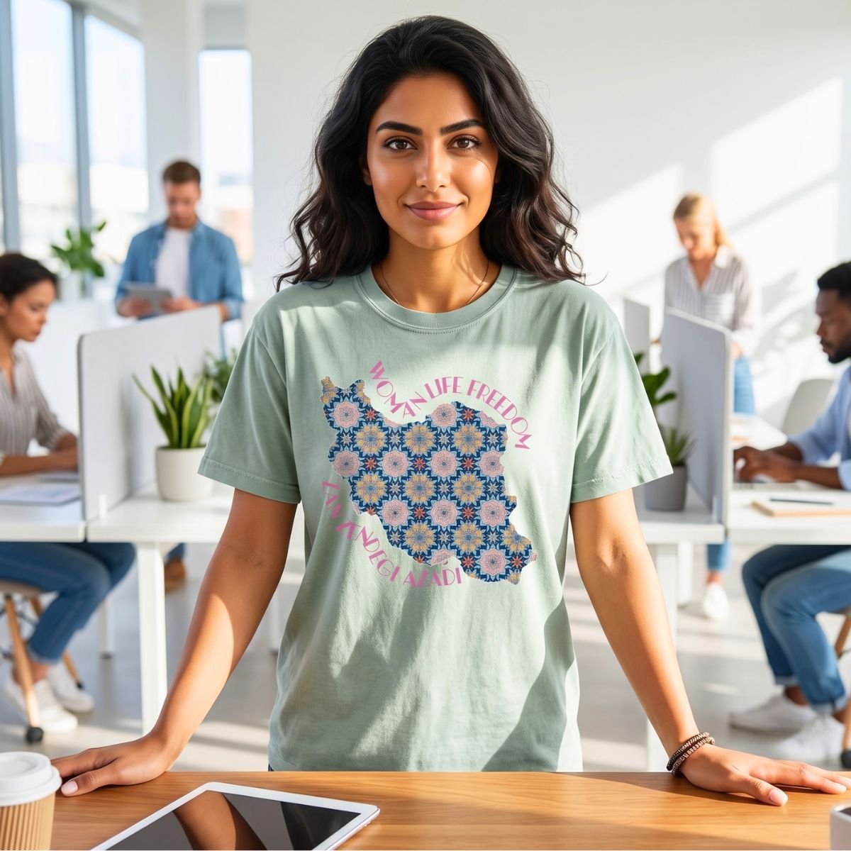 Woman Life Freedom Protest | Flowers Pink Retro Unisex Shirt - Image 9