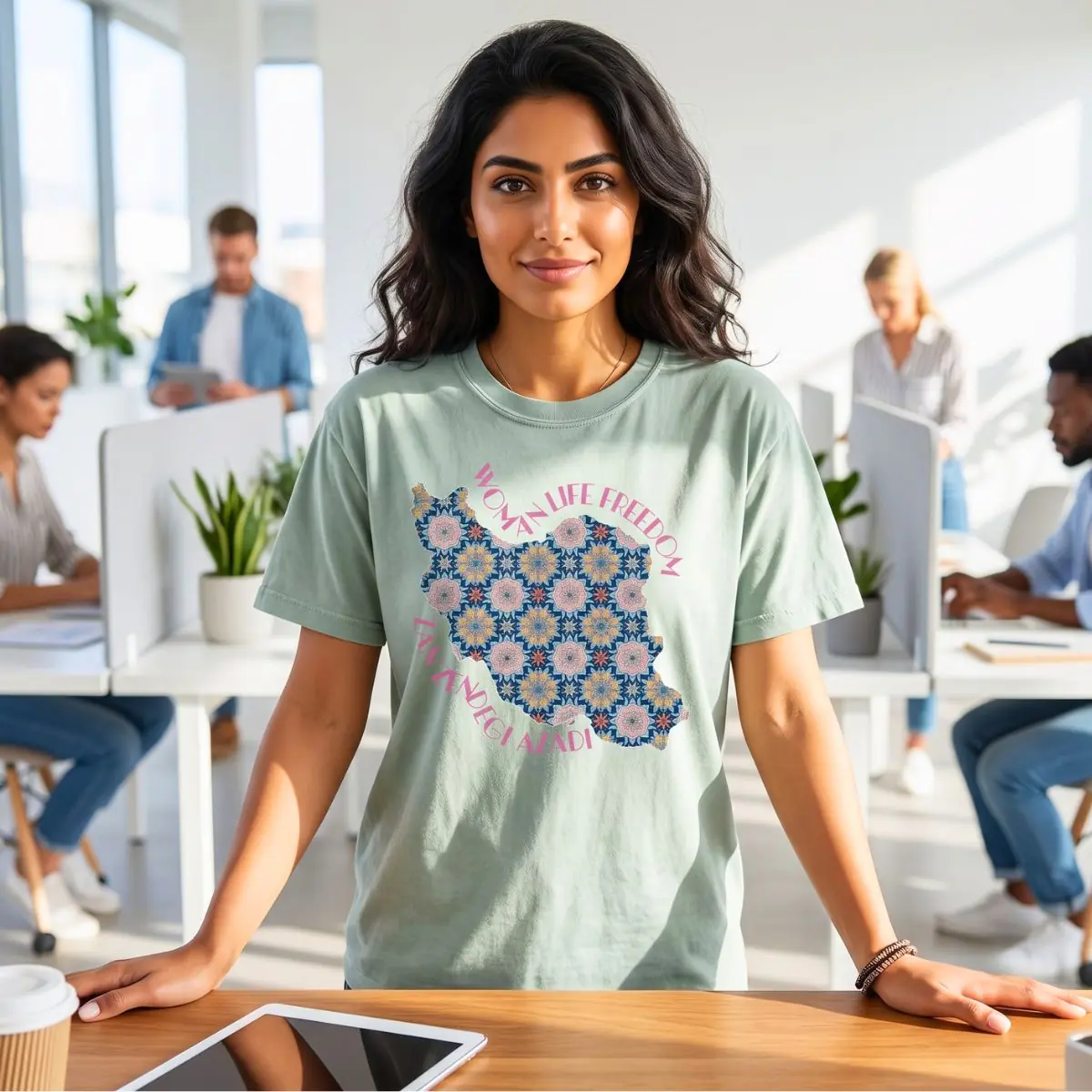 Woman Life Freedom Protest | Flowers Pink Retro Unisex Shirt - Image 9