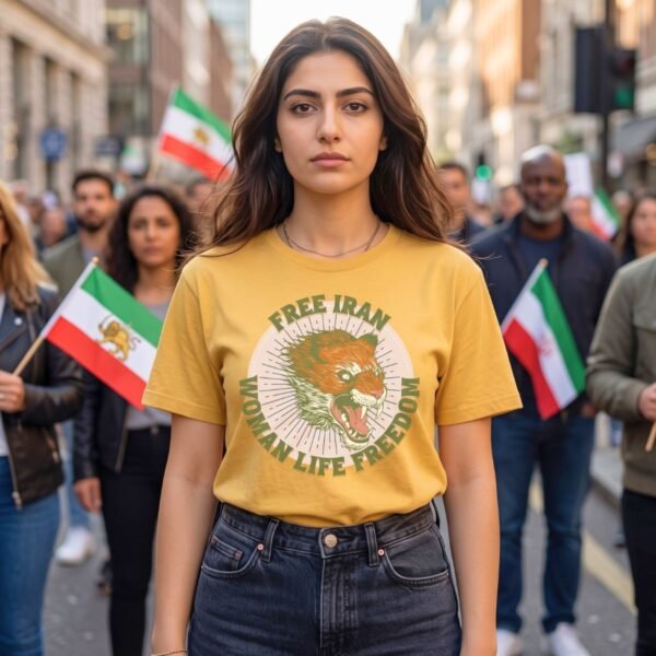 Free Iran Protest | Angry Lion Green Retro Unisex Shirt