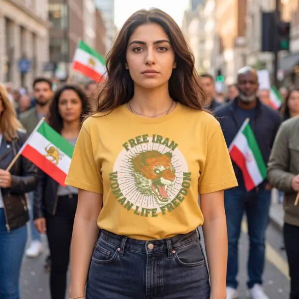 Free Iran Protest | Angry Lion Green Retro Unisex Shirt