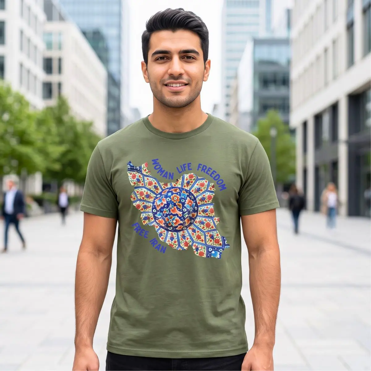 Woman Life Freedom | Persian Art Blue Unisex Shirt - Image 3