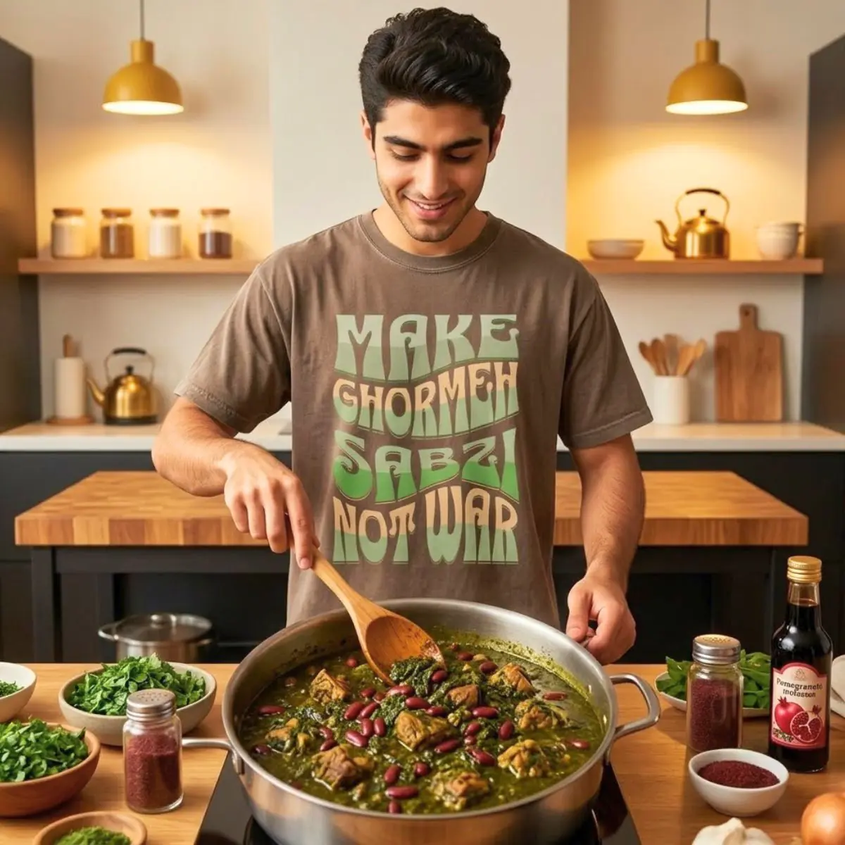 Make Ghormeh Sabzi Not War | Persian Herb Stew Cozy Unisex Shirt - Image 5