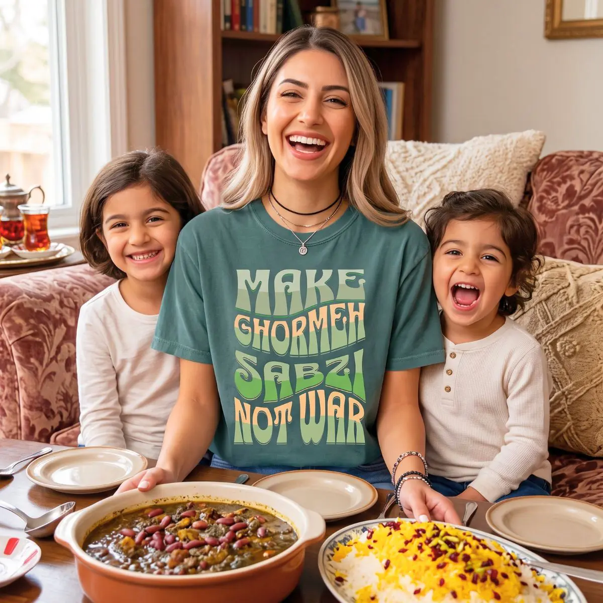 Make Ghormeh Sabzi Not War | Persian Herb Stew Cozy Unisex Shirt - Image 7