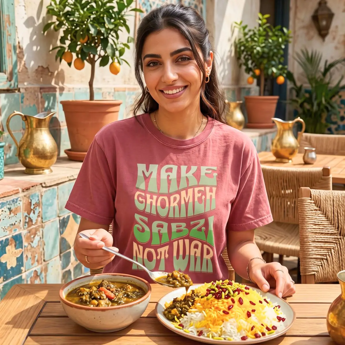 Make Ghormeh Sabzi Not War | Persian Herb Stew Cozy Unisex Shirt - Image 3