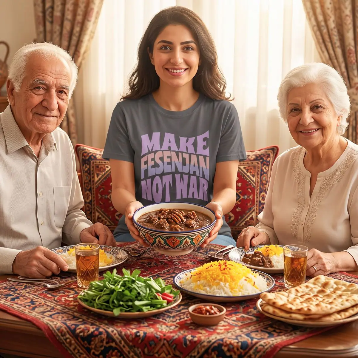 Make Fesenjan Not War | Persian Food Lover Unisex Shirt - Image 5