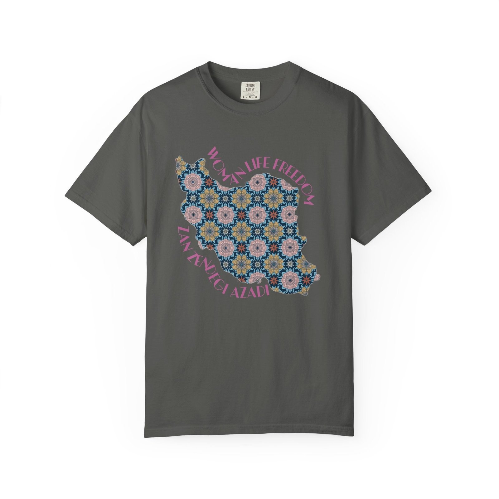 Woman Life Freedom Protest | Flowers Pink Retro Unisex Shirt - Image 2